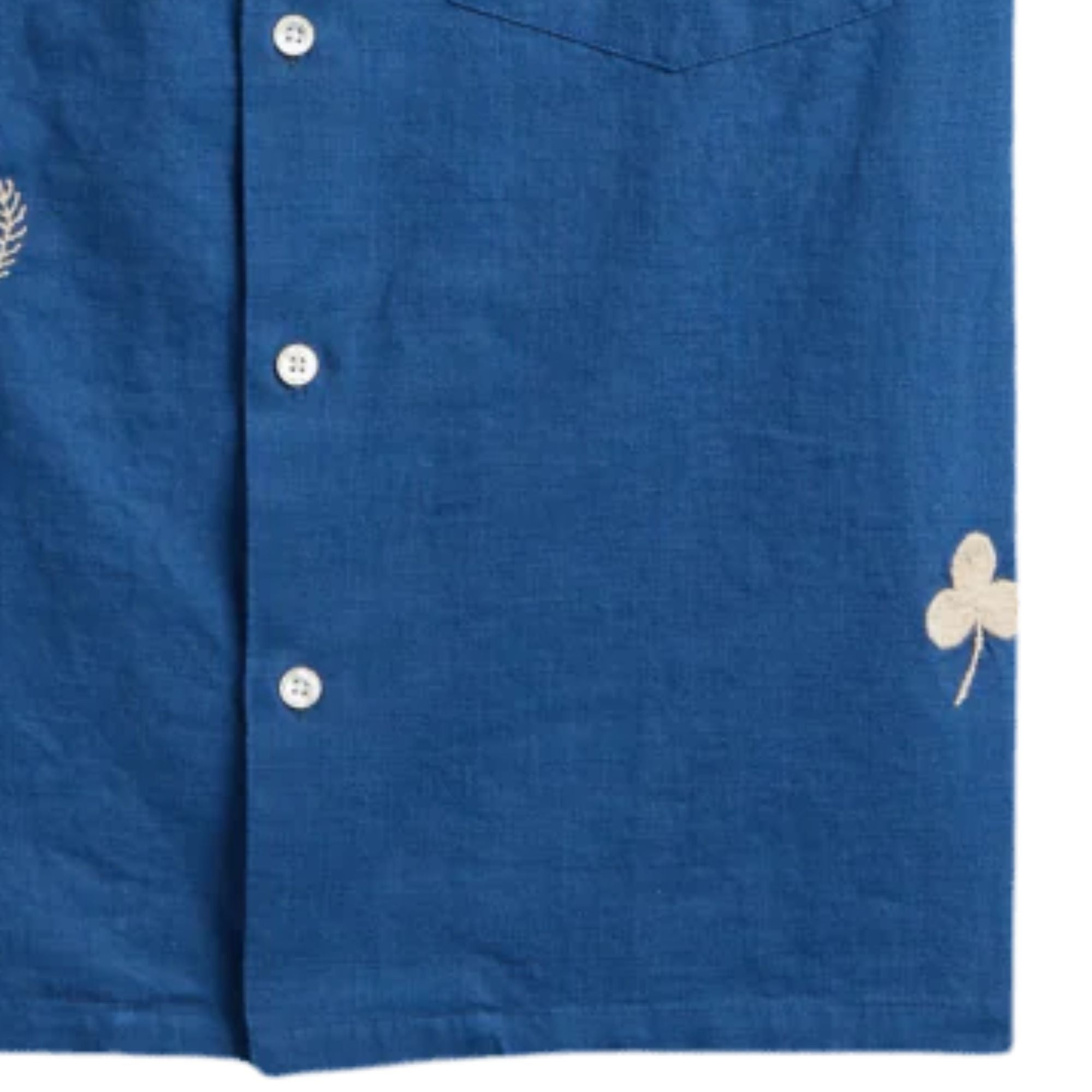 Portuguese Flannel Embroidery Nature Ramie Shirt - Light Blue
