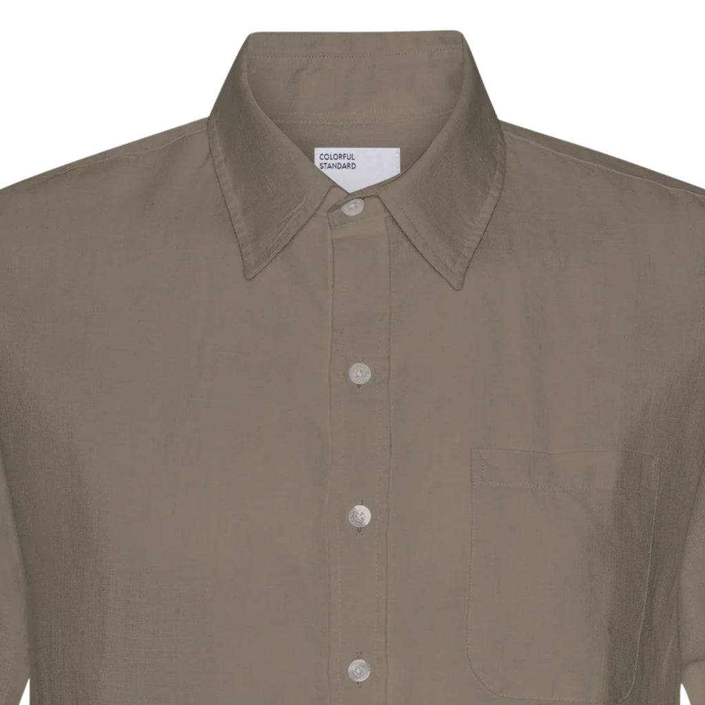 Colorful Standard Linen Short Sleeve Shirt - Dusty Olive