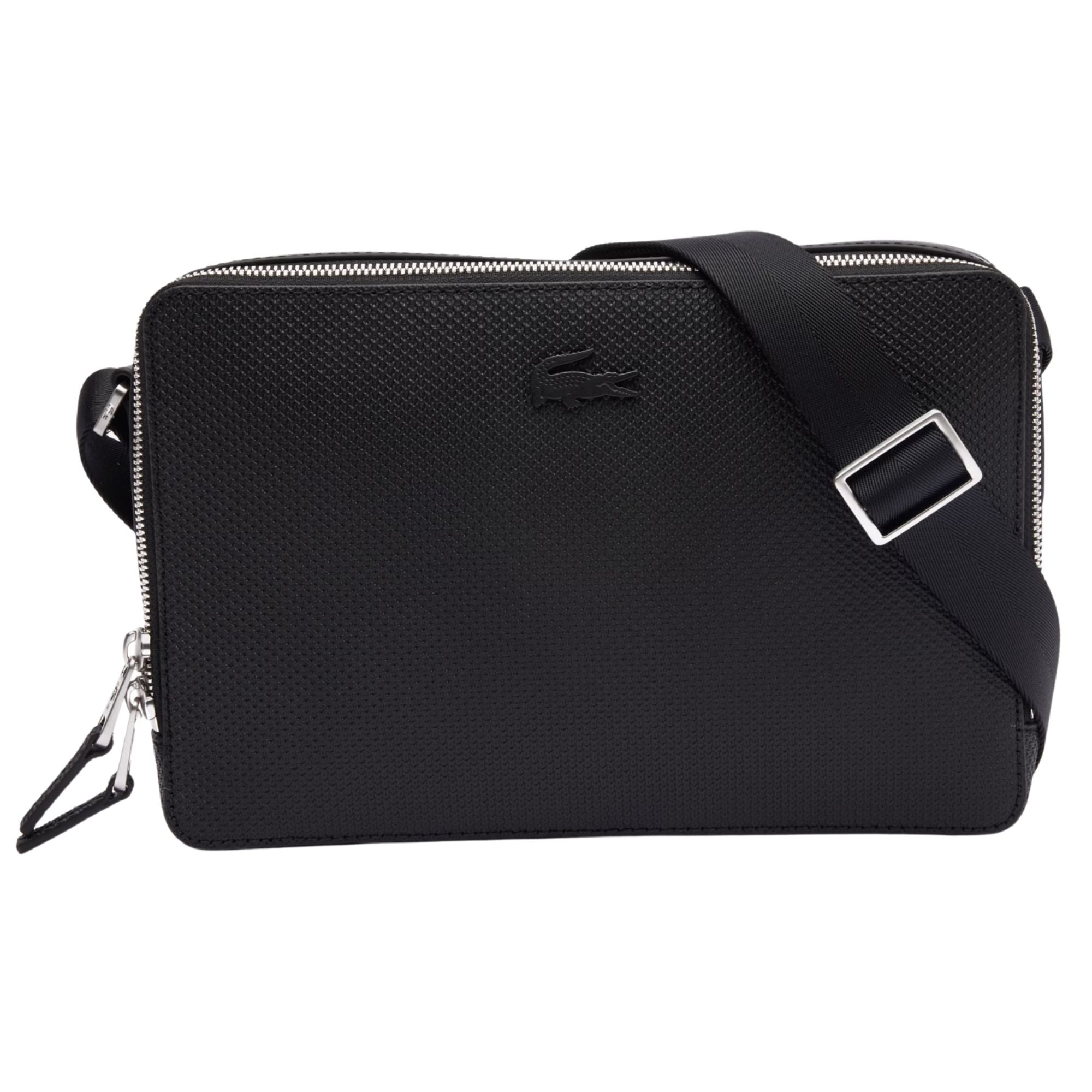 Lacoste Chantaco Piqu Leather Reporter Bag - Black