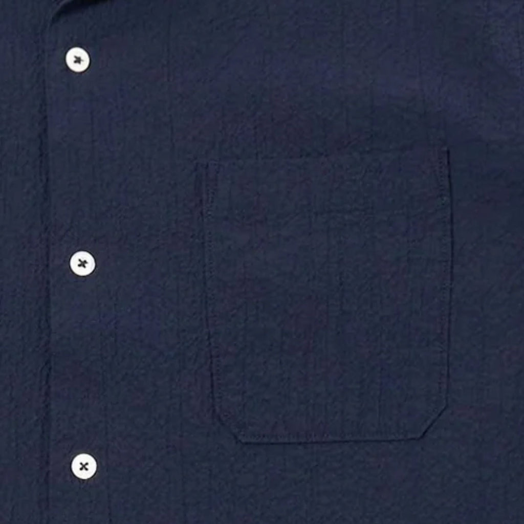 Universal Works Seersucker Road Shirt - Navy