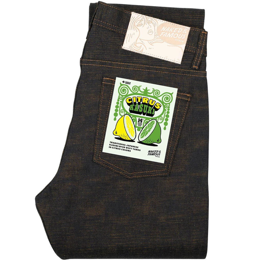 Naked and Famous Denim Weird Guy Citrus Kasuri Selvedge - Indigo