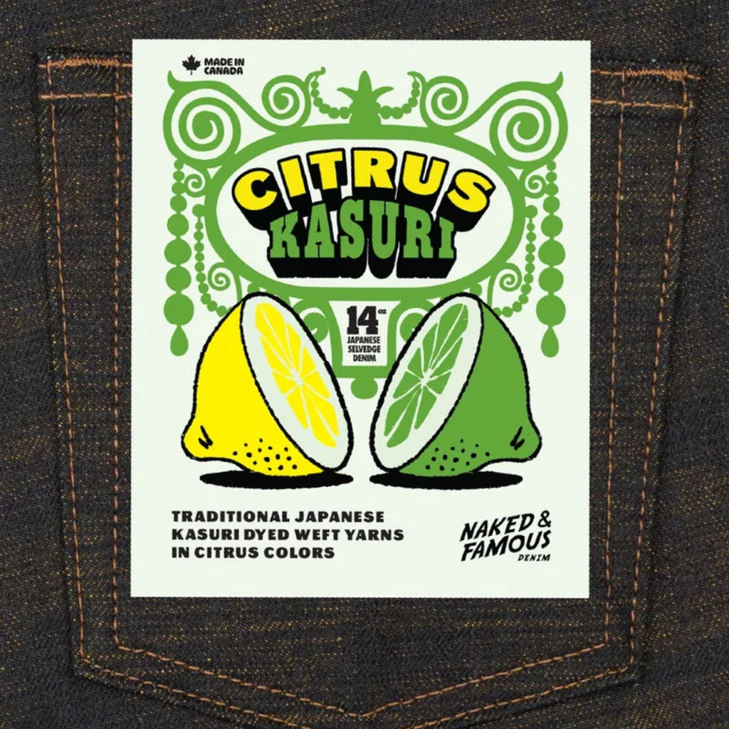 Naked and Famous Denim Weird Guy Citrus Kasuri Selvedge - Indigo