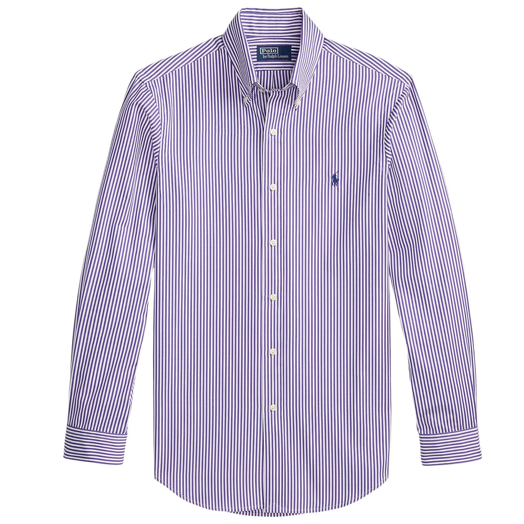 Polo Ralph Lauren Custom Fit Striped Poplin Shirt - Purple