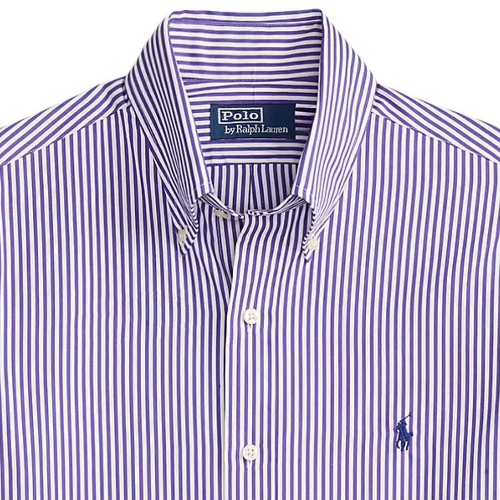 Polo Ralph Lauren Custom Fit Striped Poplin Shirt - Purple