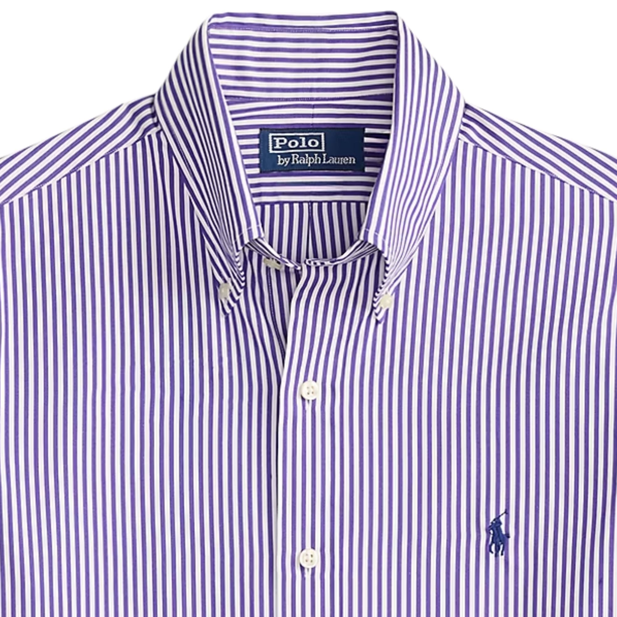 Custom Fit Striped Poplin Shirt - Purple