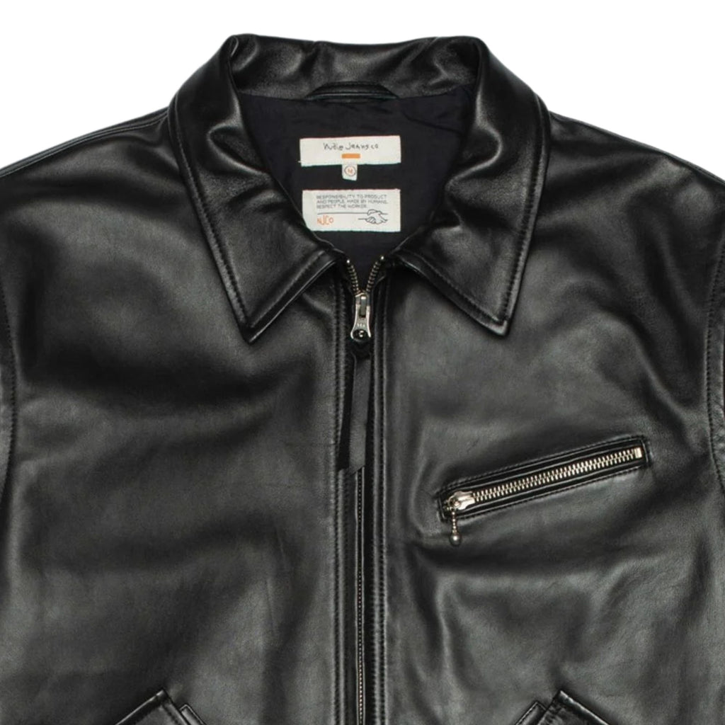 Nudie Jeans Blake Zip Leather Jacket - Black