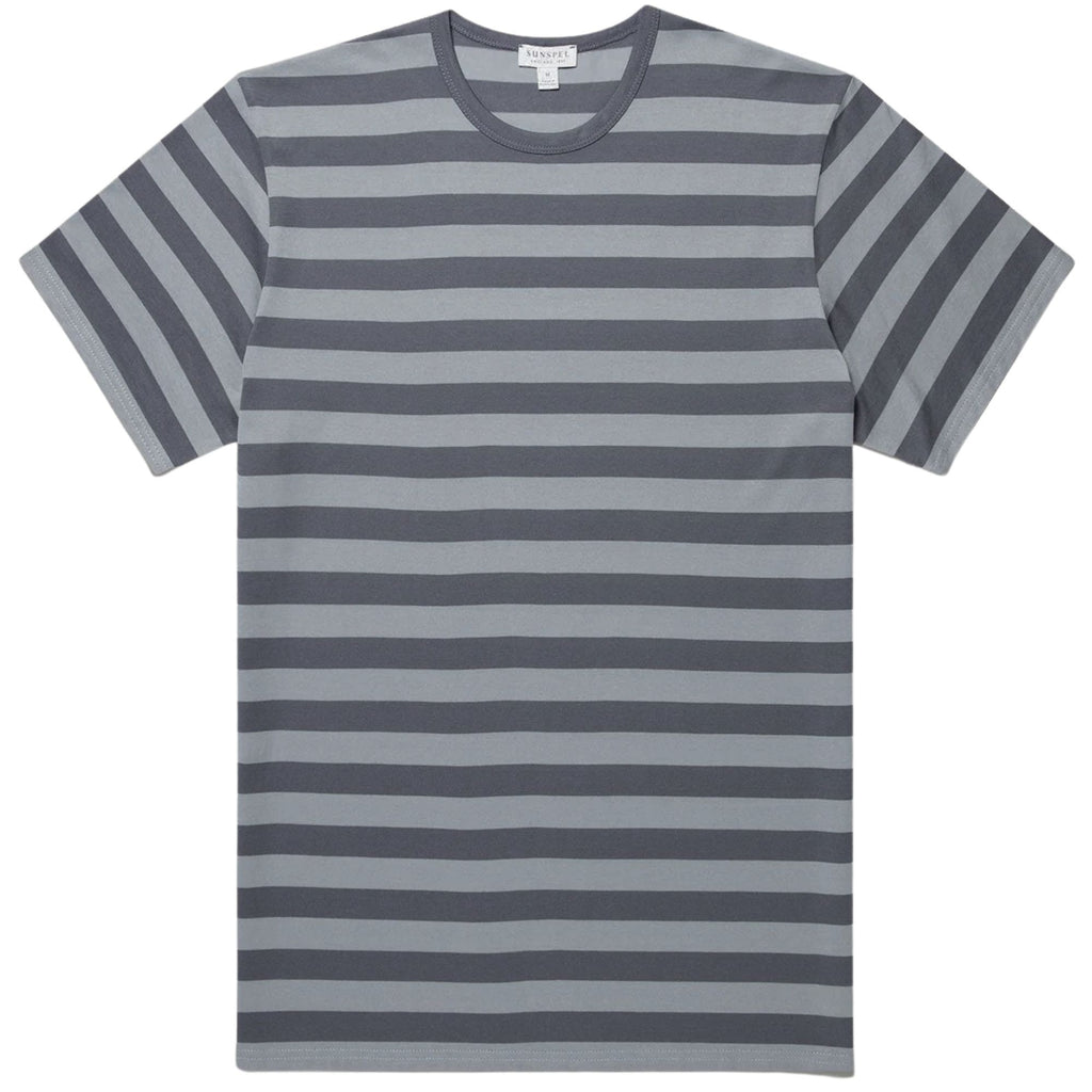Sunspel Classic Stripe T-Shirt - Stone Blue