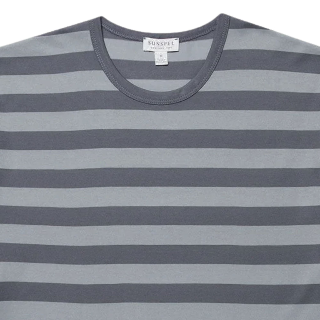 Sunspel Classic Stripe T-Shirt - Stone Blue