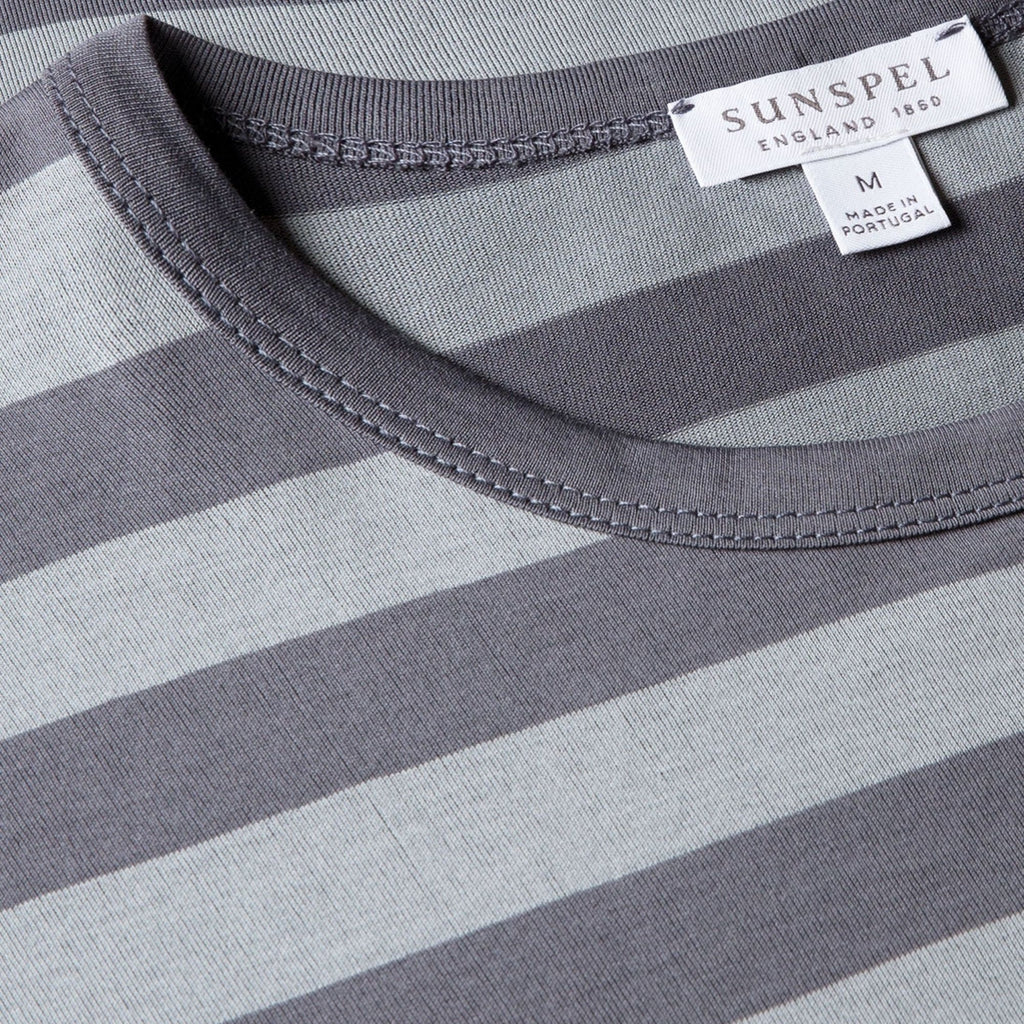 Sunspel Classic Stripe T-Shirt - Stone Blue