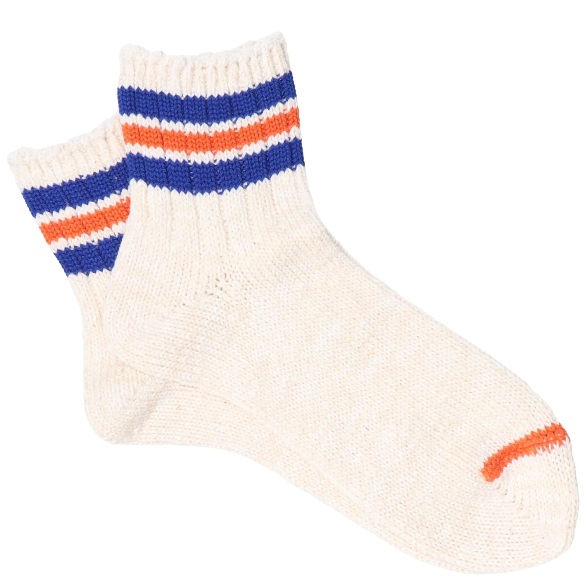 Stripes Short Slub Socks - Blue/Orange