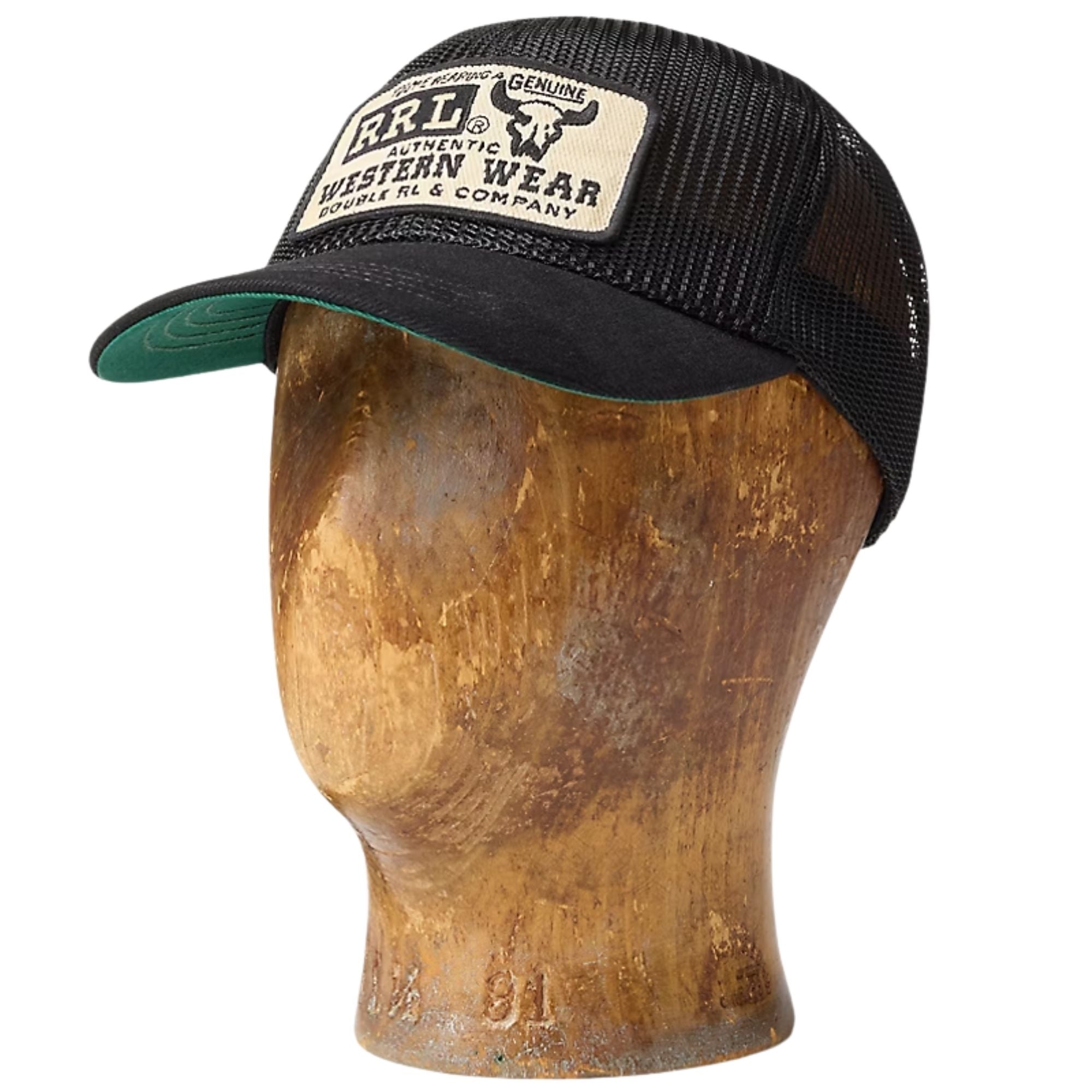 Denim-Bill Mesh Trucker Cap - Black