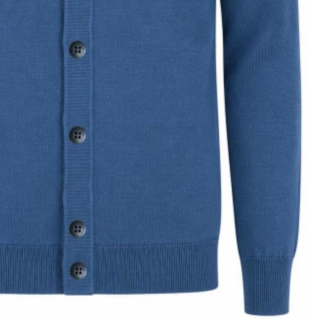Gabicci Vintage Azima Long Sleeve Plain Knit Button Thru - Airforce