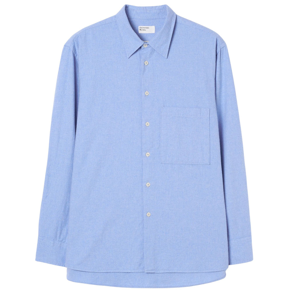 Universal Works Brushed Flannel Square Pocket Shirt - Blue