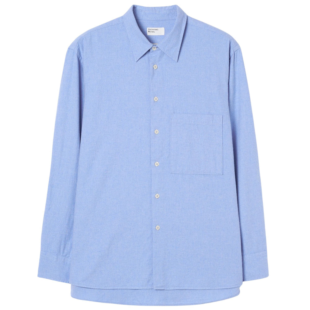 Universal Works Brushed Flannel Square Pocket Shirt - Blue