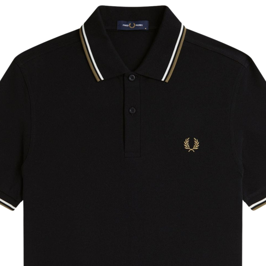 Fred Perry M3600 Twin Tipped Polo - Black/Snow White/Bronze