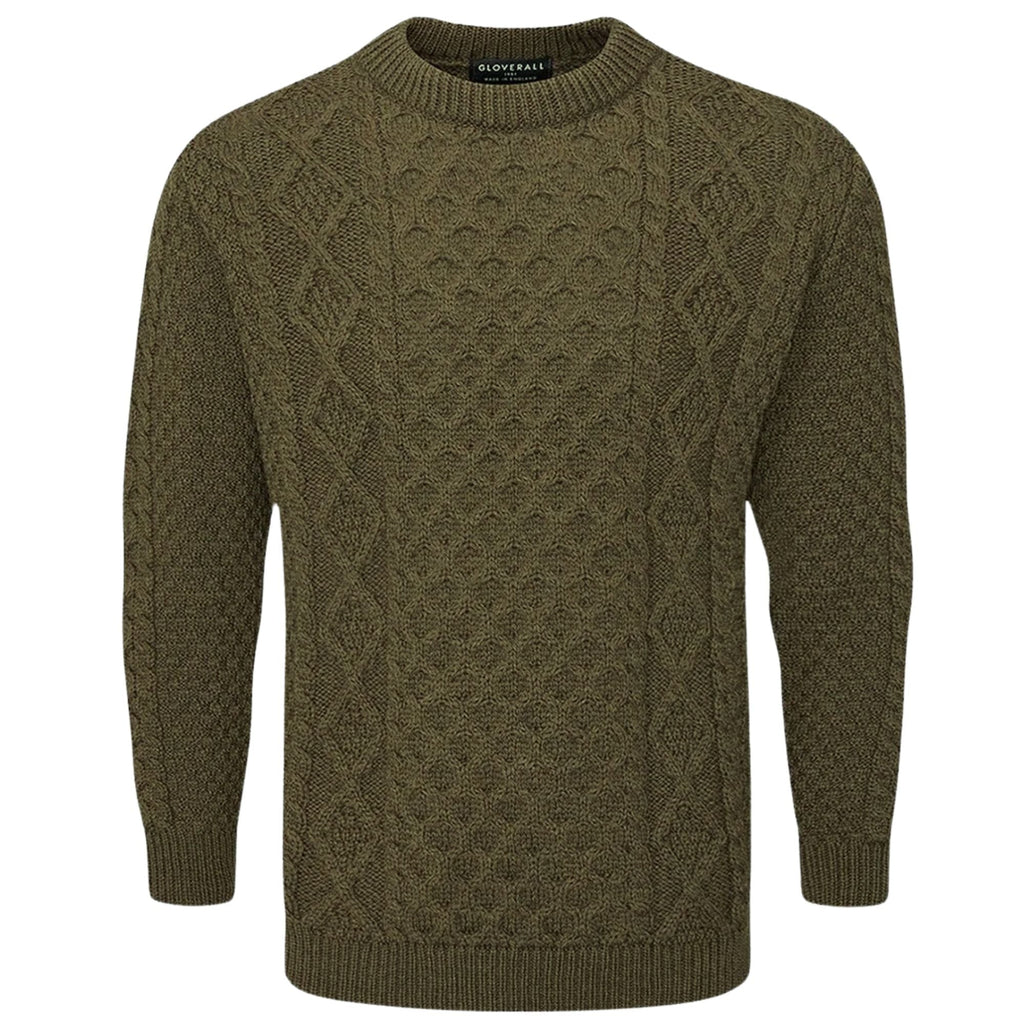 Gloverall Aran Jumper - Army Green