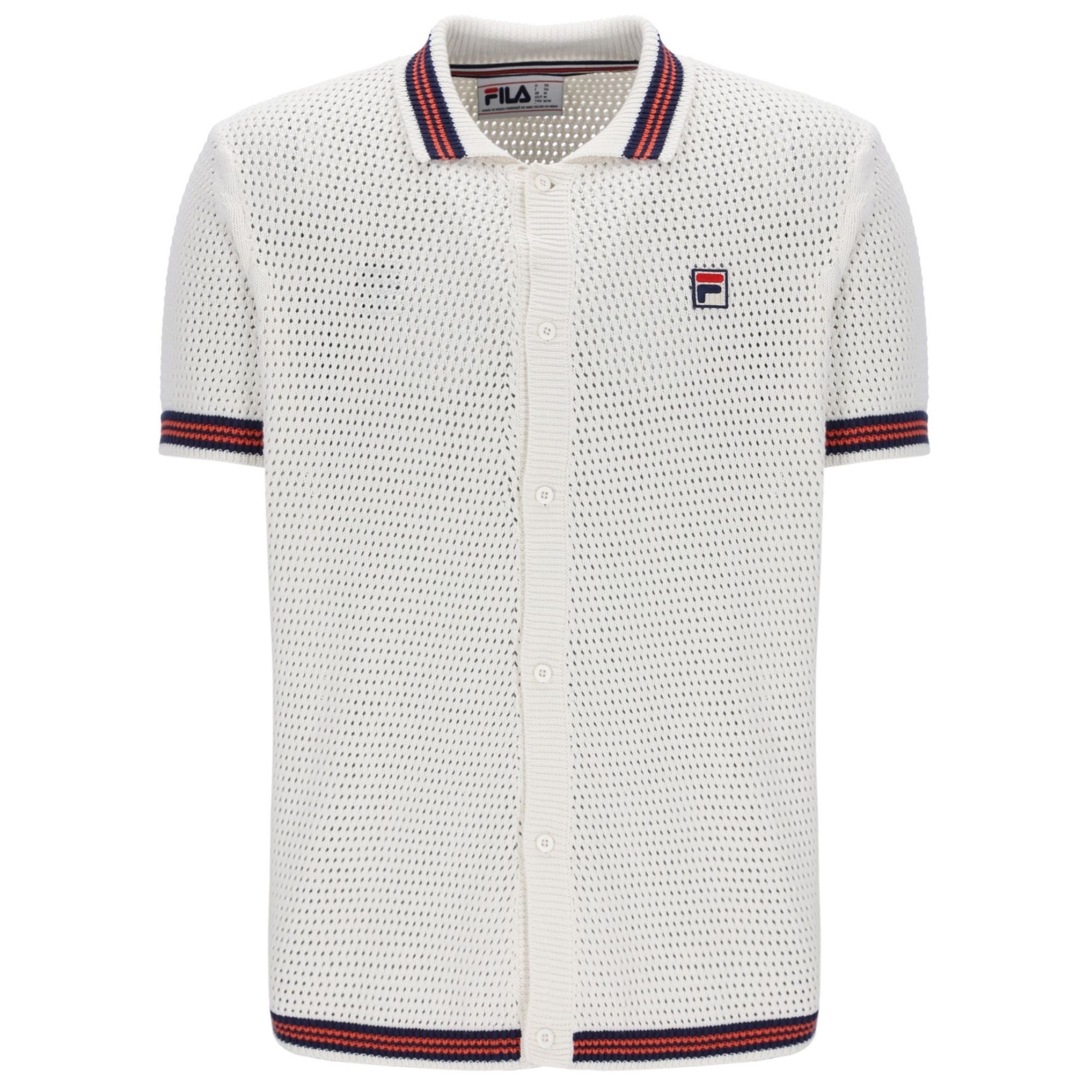 Fila Vintage Domenico Crochet Knitted Shirt - Gardenia