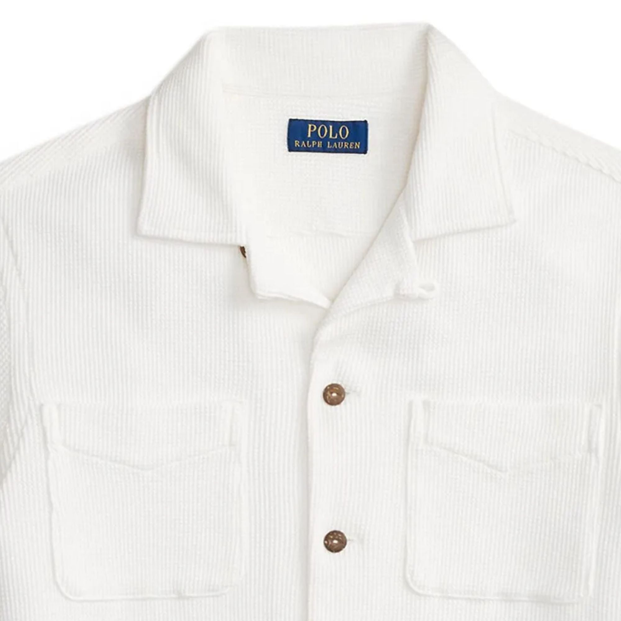 Waffle Knit Camp Collar Shirt - White