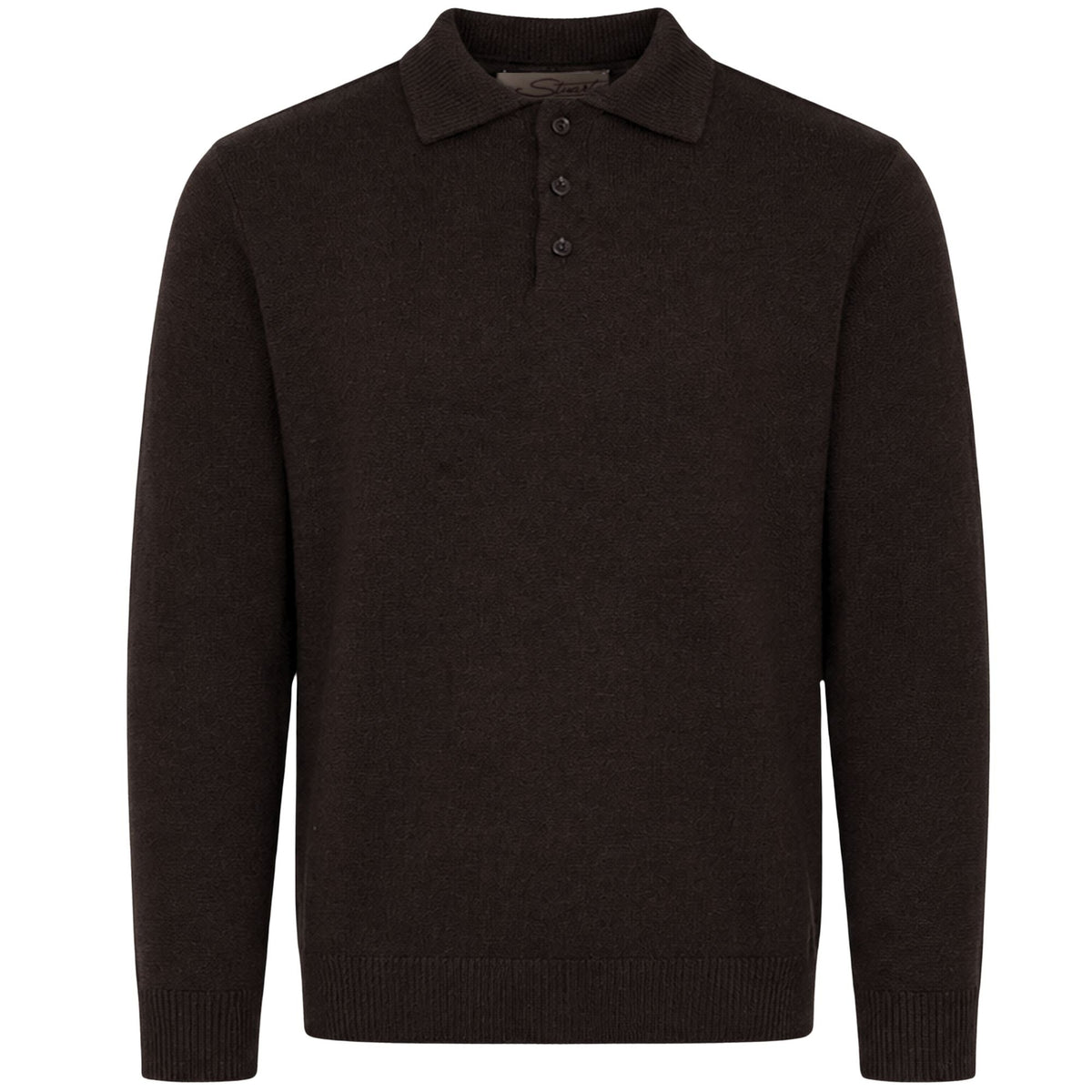 Stuarts London Mayfair Merino Polo - Dark Brown