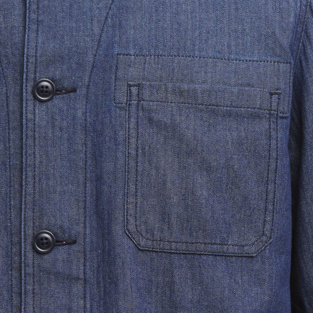 Piligan Herringbone Denim Overshirt - Indigo