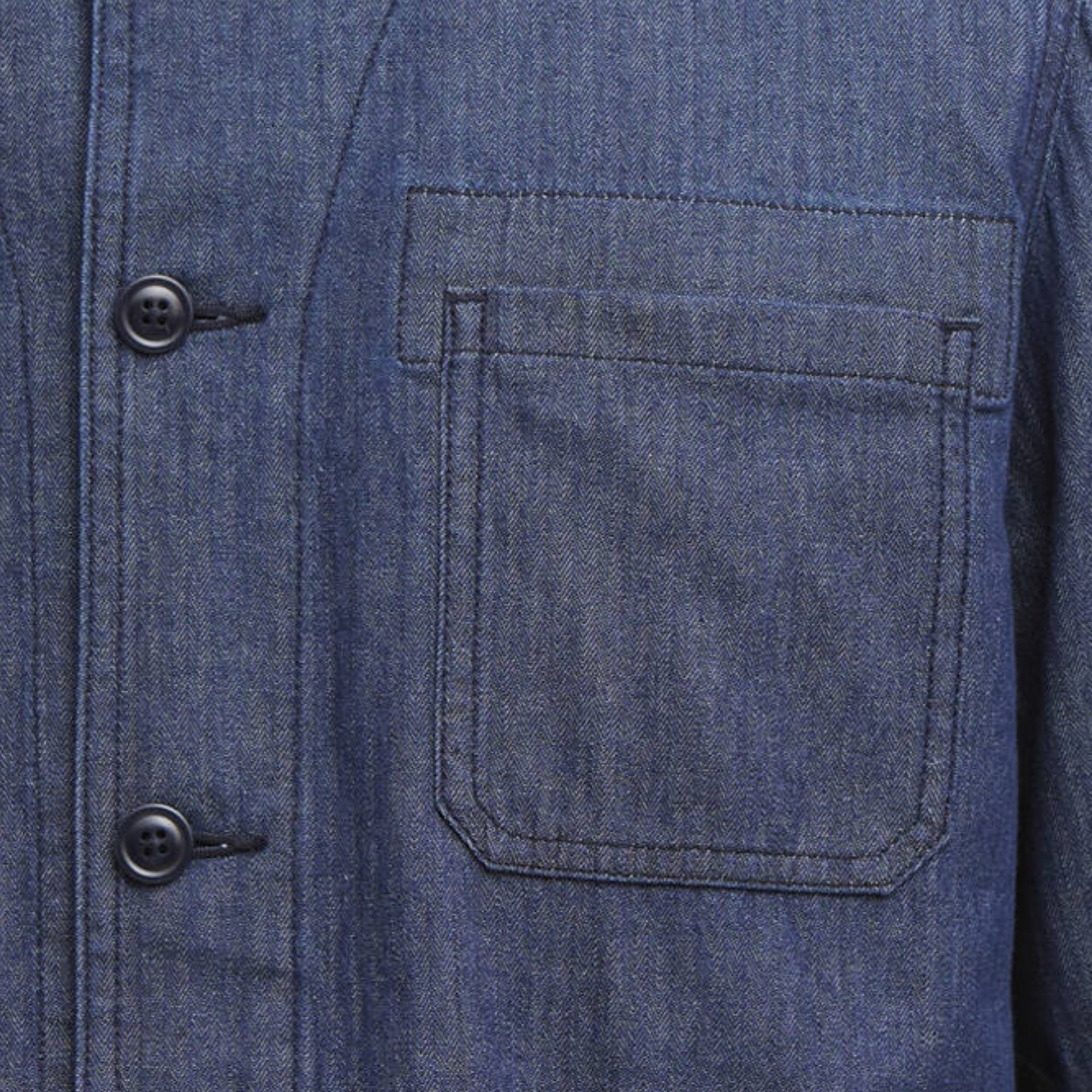 Piligan Herringbone Denim Overshirt - Indigo