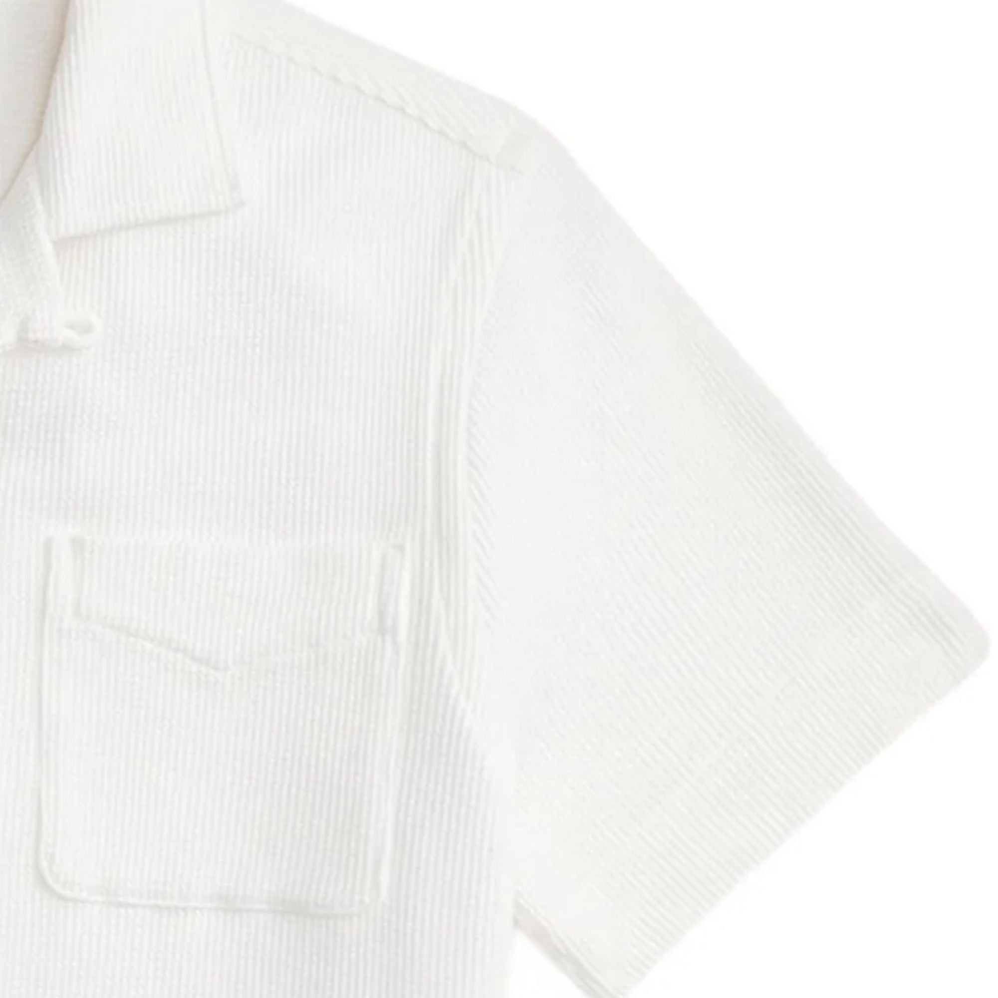Waffle Knit Camp Collar Shirt - White