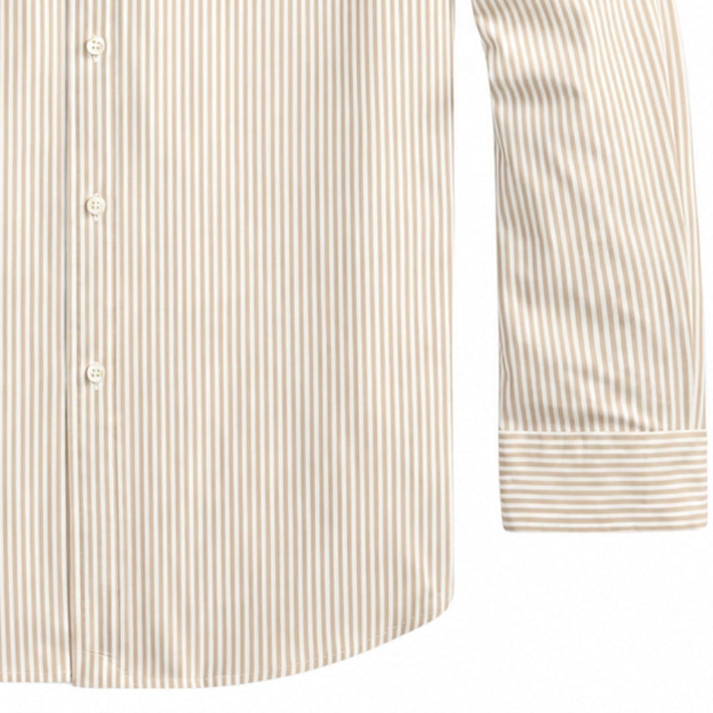 Polo Ralph Lauren Custom Fit Striped Stretch Poplin Shirt  - Khaki/White