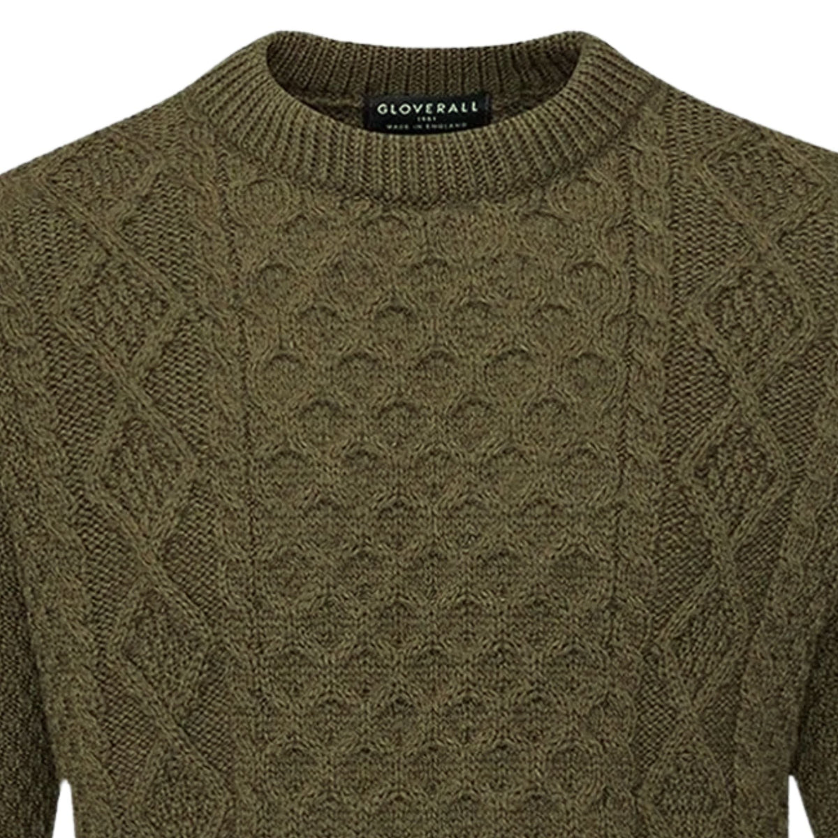Gloverall Aran Jumper - Army Green