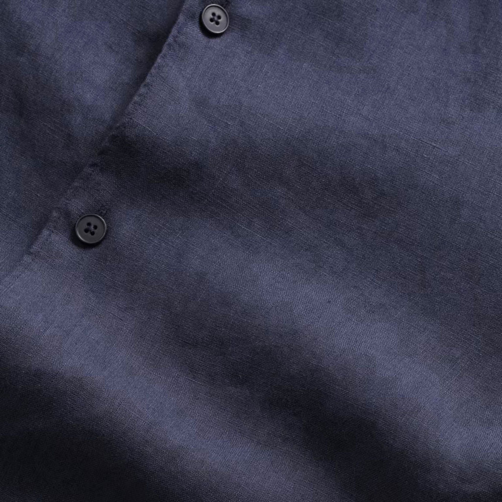 NN07 Enzo Classic Collar Linen Shirt - Navy Blue