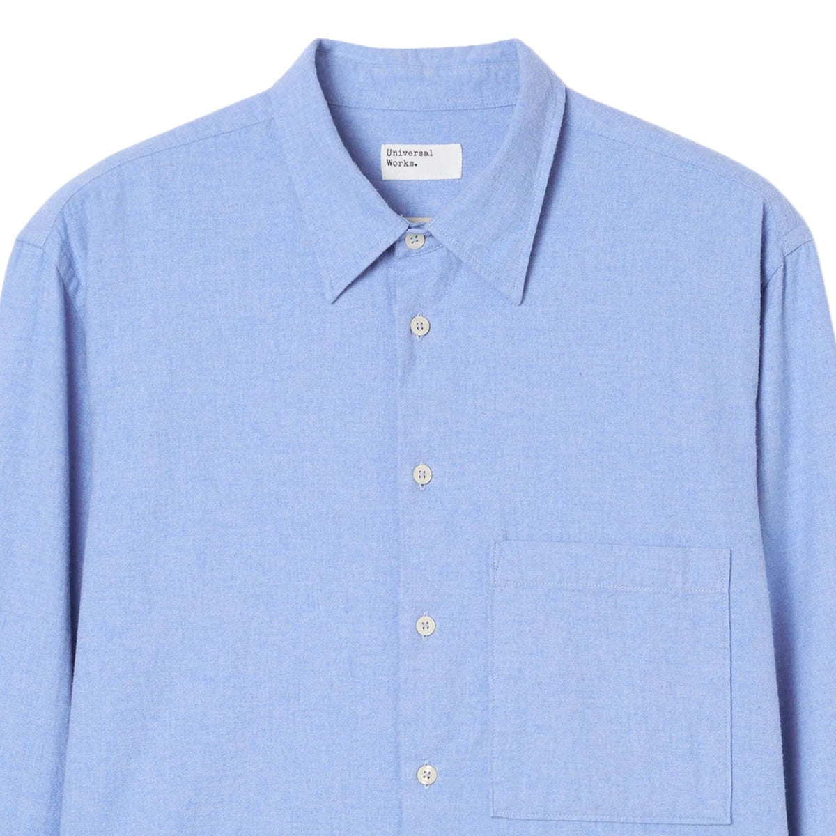 Universal Works Brushed Flannel Square Pocket Shirt - Blue