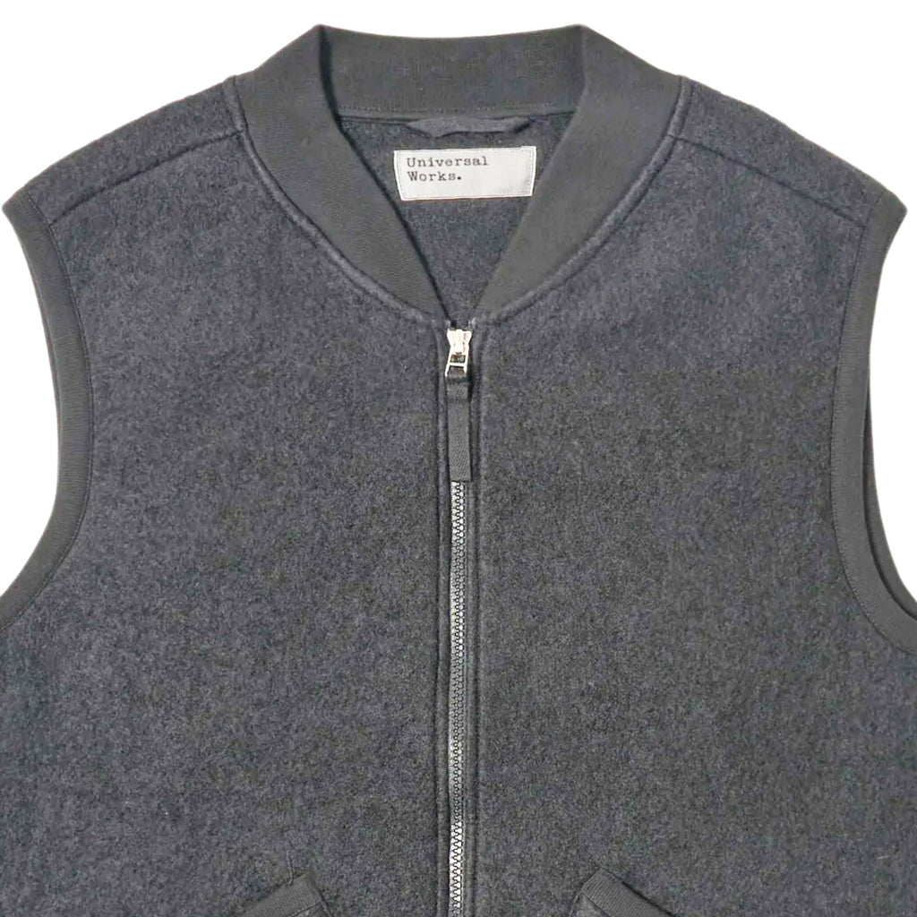 Universal Works Zip Waistcoat Wool Fleece - Grey Marl
