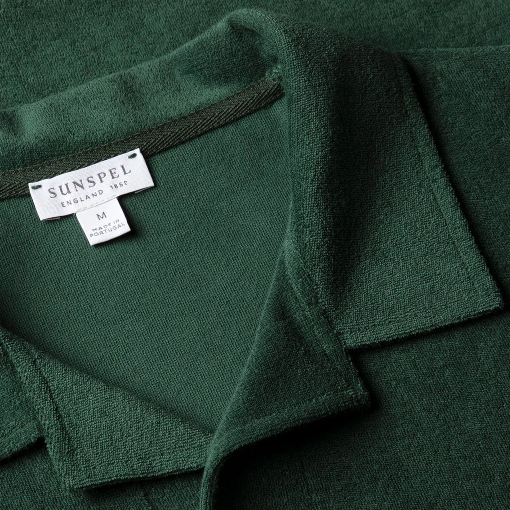 Sunspel Towelling Polo Shirt - Forest