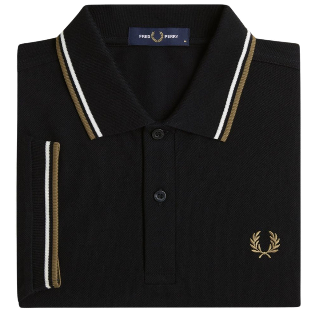 Fred Perry M3600 Twin Tipped Polo - Black/Snow White/Bronze