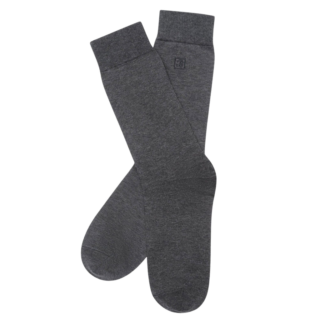 Stuarts London Brian Oak Plain Socks - Grey Charcoal