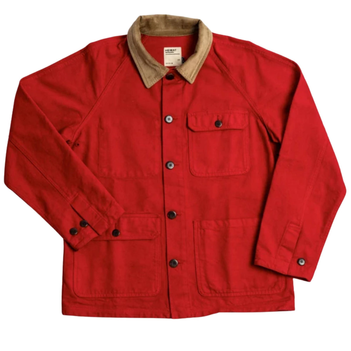 Heimat Cotton Canvas Contrast Collar Journey Coat - Safety Red
