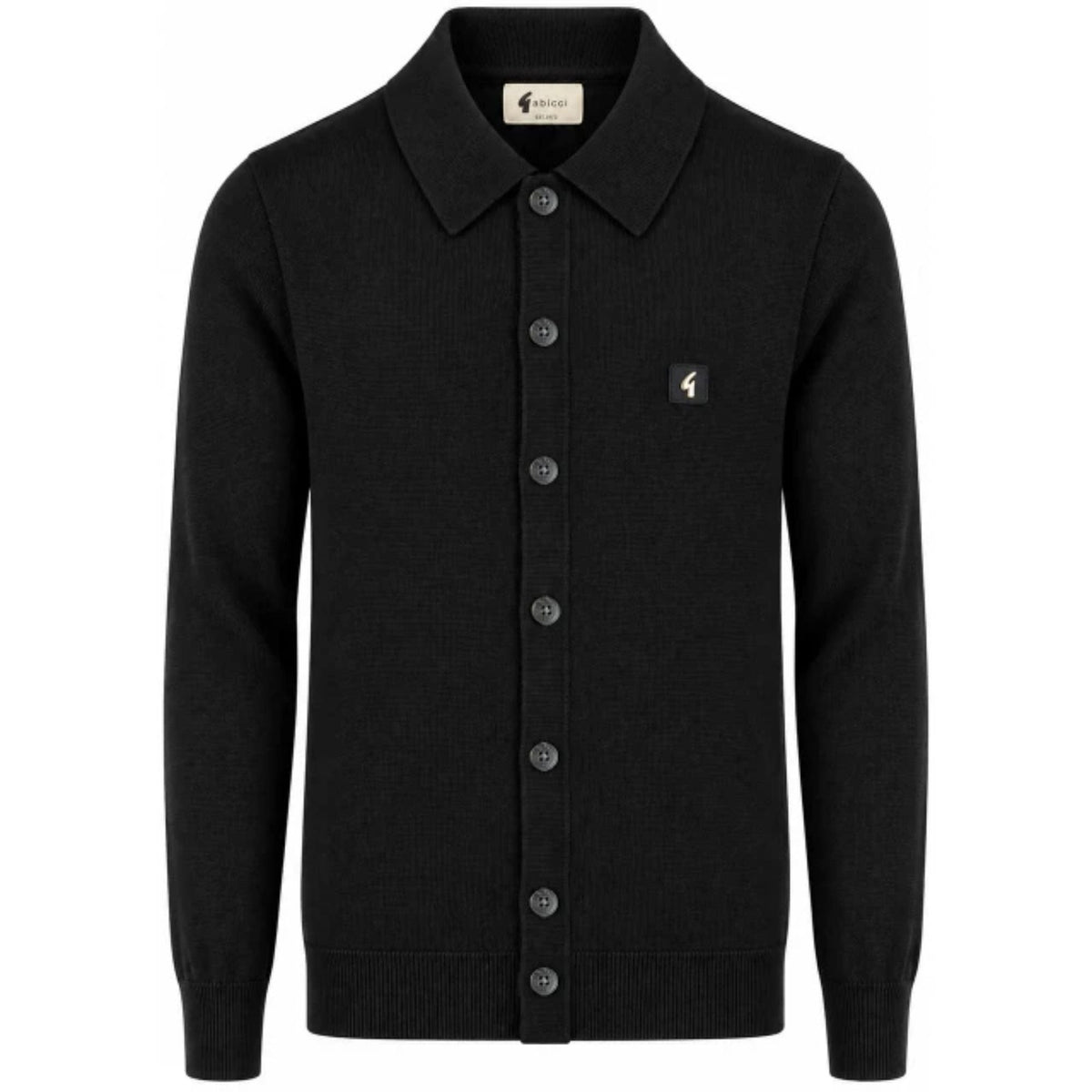 Gabicci Vintage Azima Long Sleeve Plain Knitted Button-Thru - Black