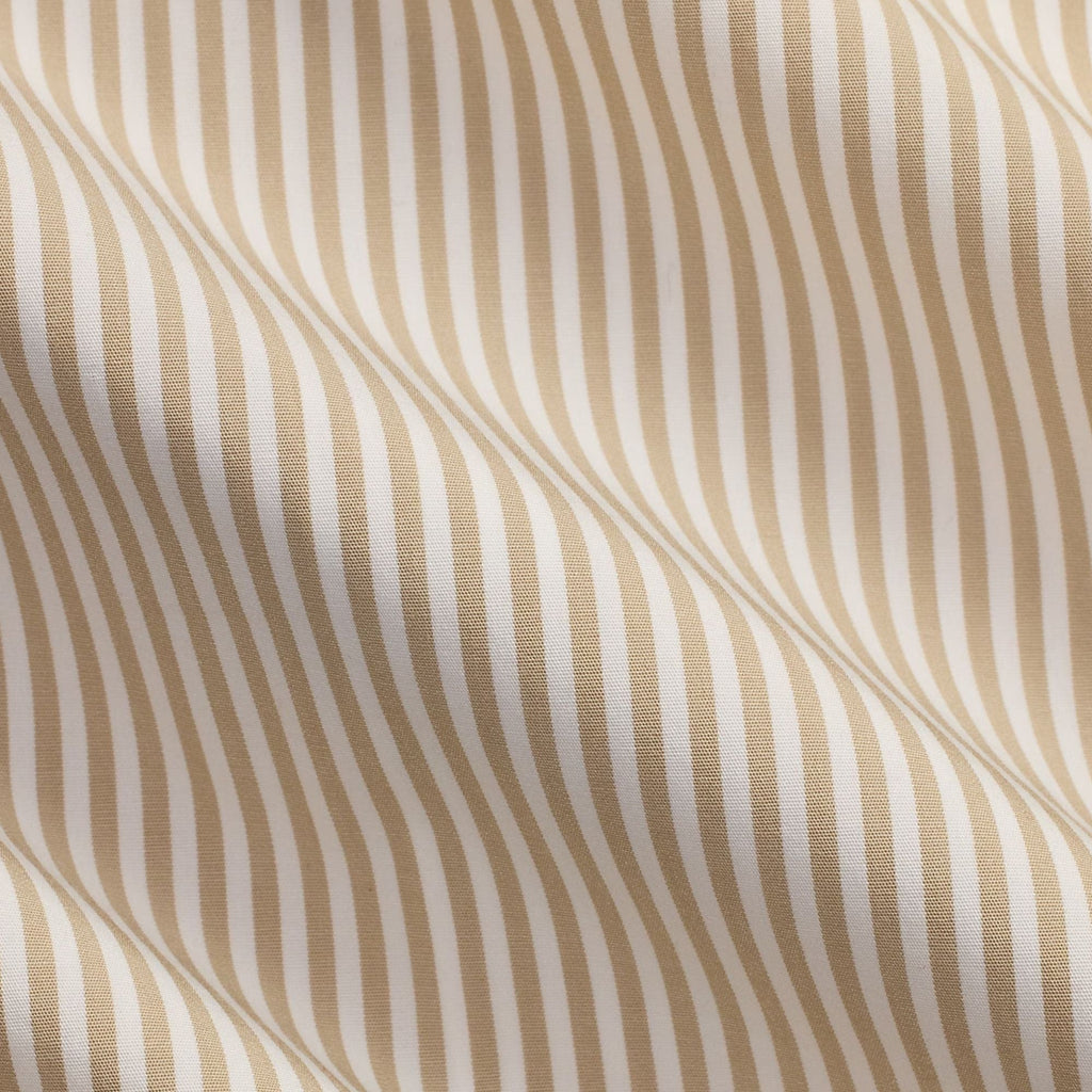 Polo Ralph Lauren Custom Fit Striped Stretch Poplin Shirt  - Khaki/White