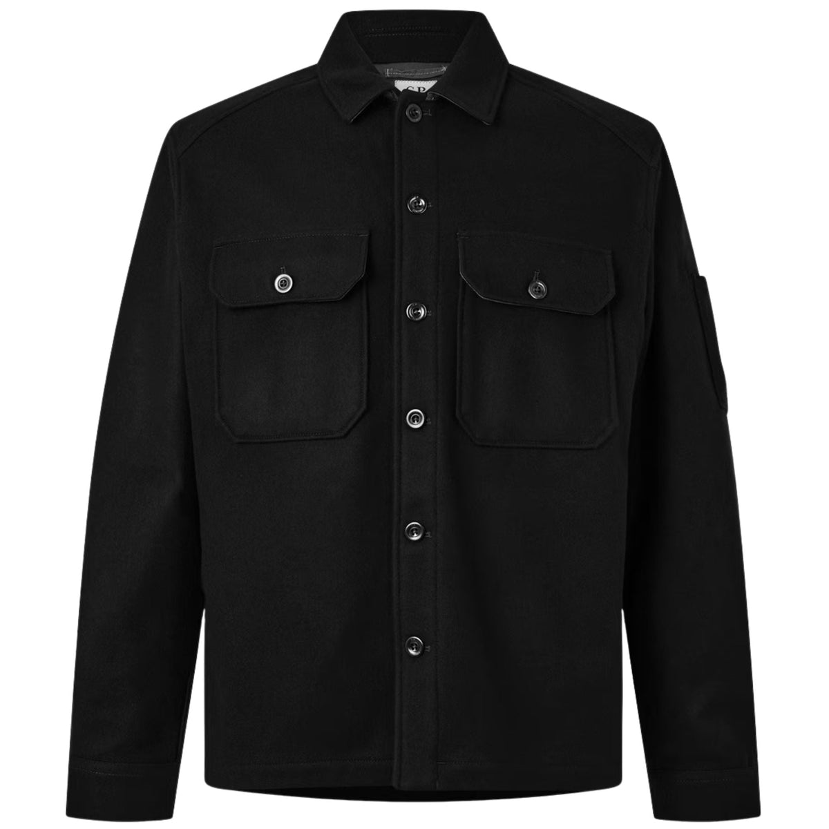 C.P Company  Felted Wool Lens Button Overshirt - Black