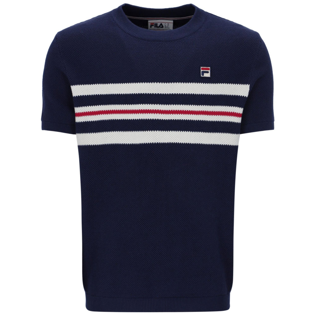 Fila Vintage Gerardo Knitted T-Shirt - Fila Navy