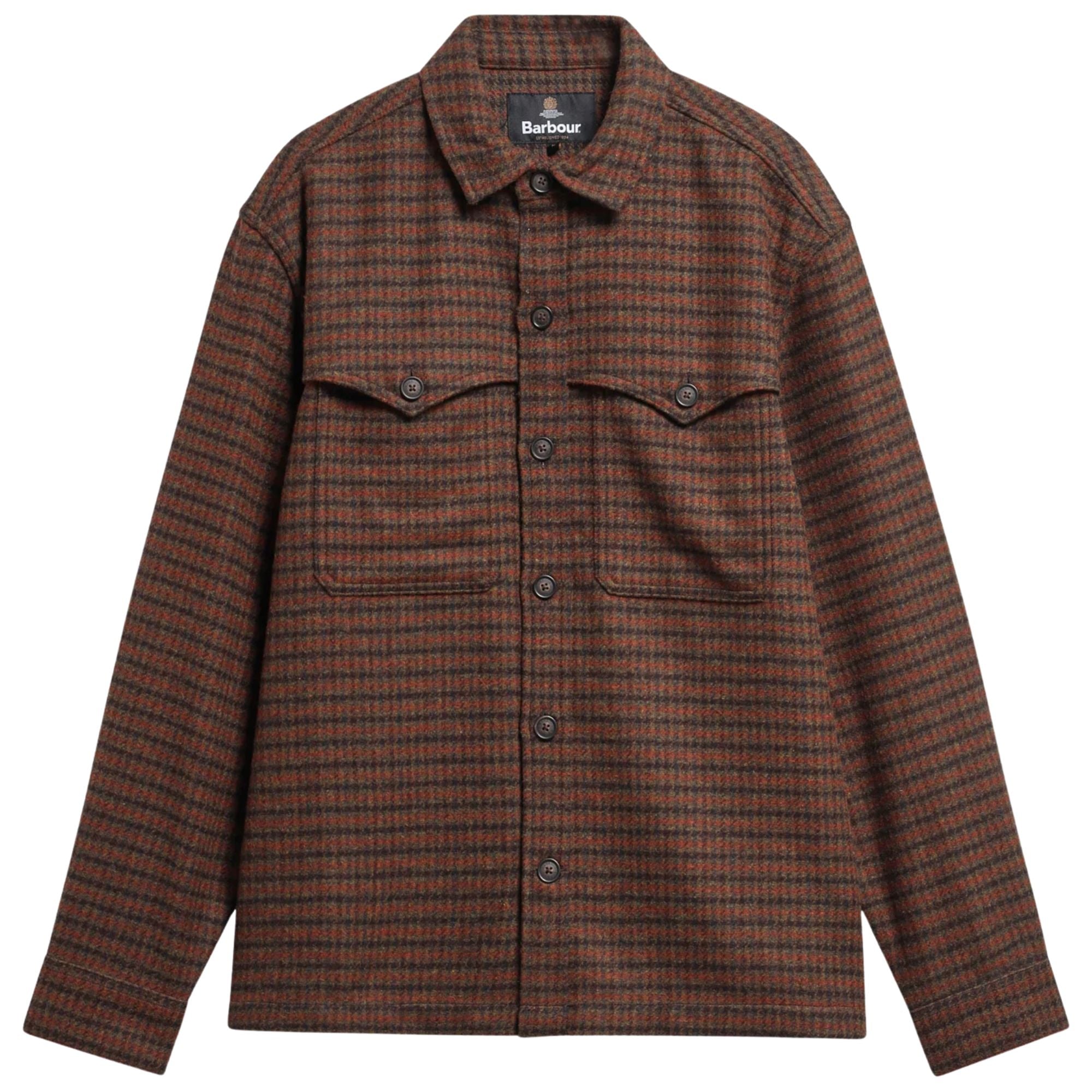 Barbour Hatfield Oversized Houndstooth Overshirt - Chesnut