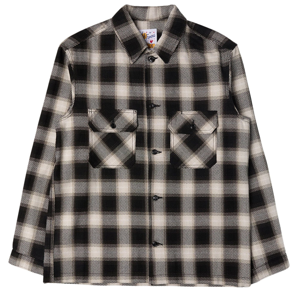 Naked and Famous Denim Trippy Ombre Plaid Work Shirt - Ivory