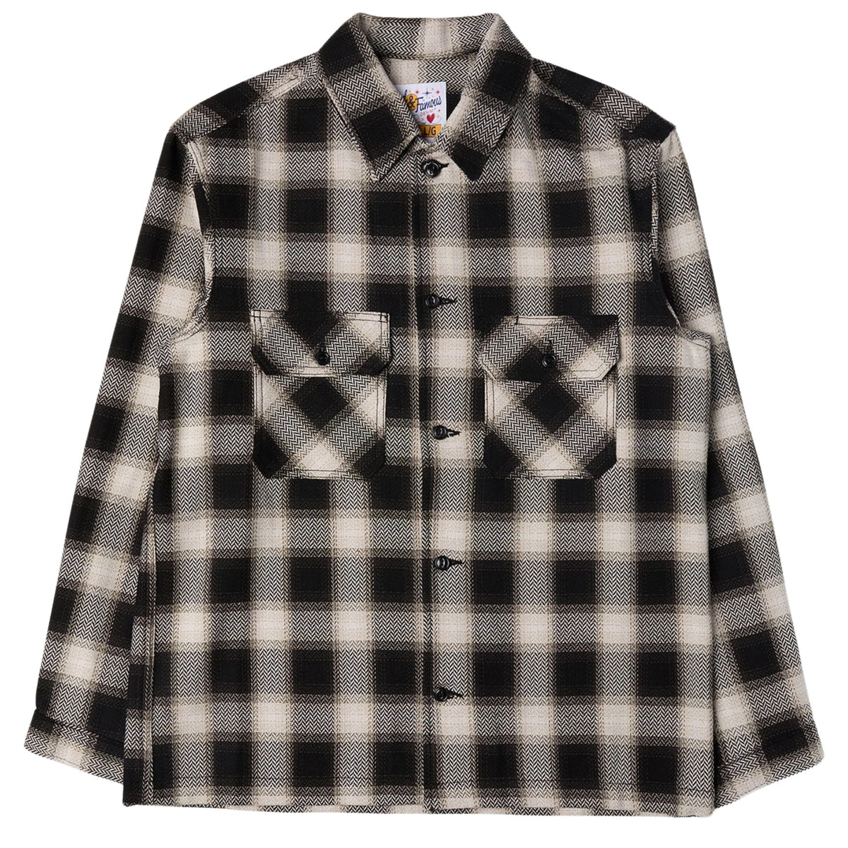 Naked and Famous Denim Trippy Ombre Plaid Work Shirt - Ivory