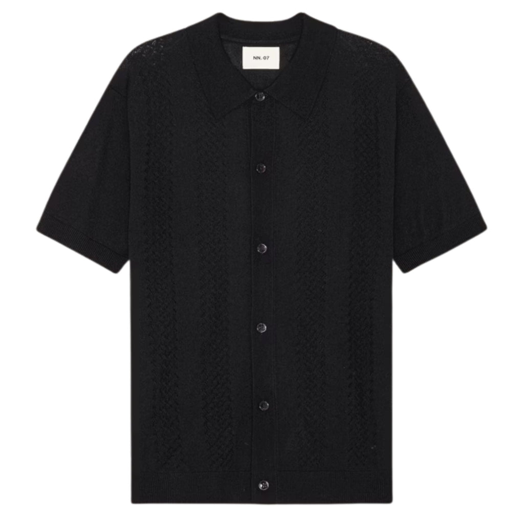 NN07 Thor Wool Blend Button Through Polo Shirt  - Deep Navy