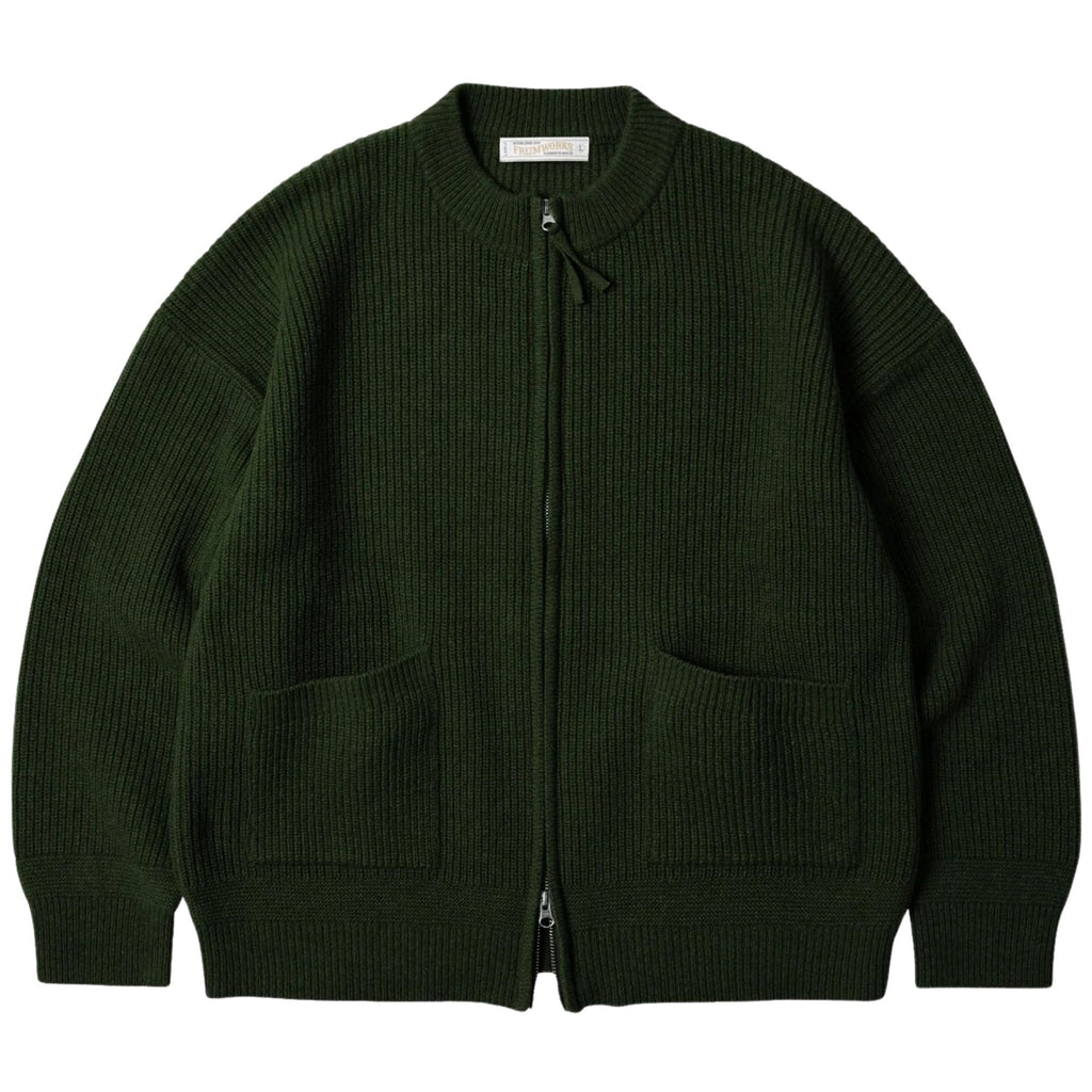FrizmWORKS Wool Deck Zip Up Cardigan - Forest Green
