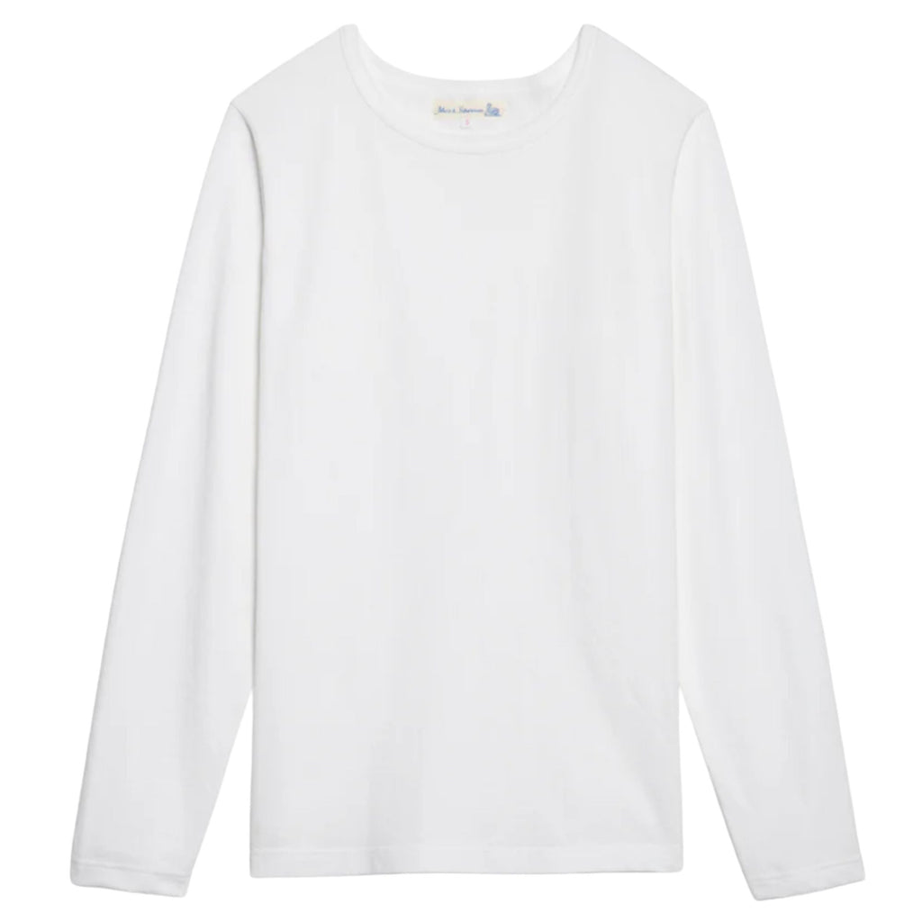 Merz b Schwanen 1950sLS Loopwheeled Classic Fit Lightweight Longsleeve - White