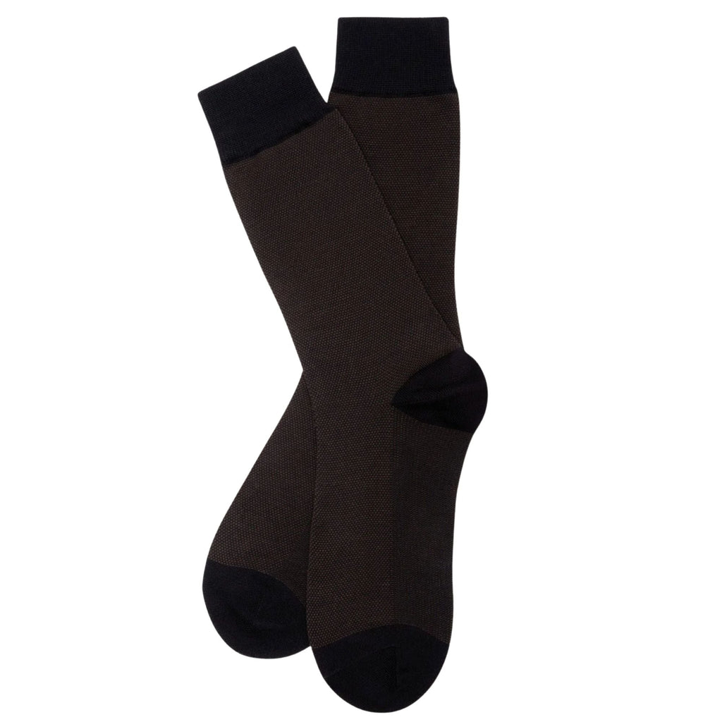 Stuarts London Brian Oak Birds Eye Patterned Socks - Dark Brown