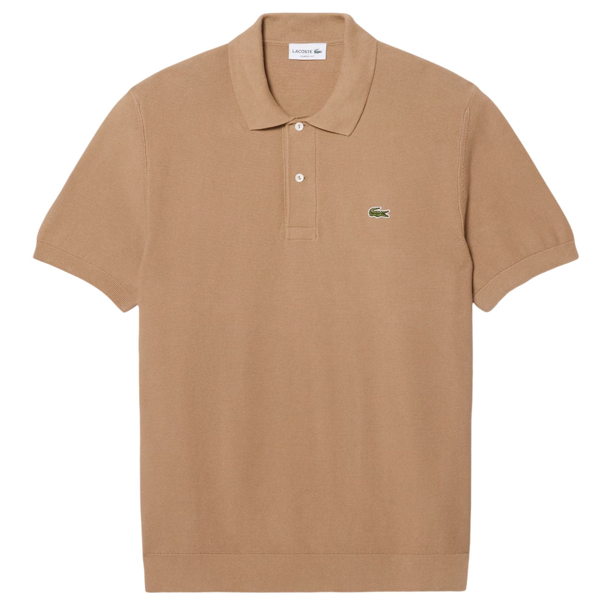 Lacoste Classic Fit Knitted Polo Shirt - Brown
