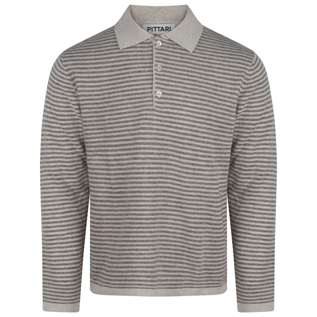 Pittari Trent Long Sleeved Lambswool Polo - Clay/Vole