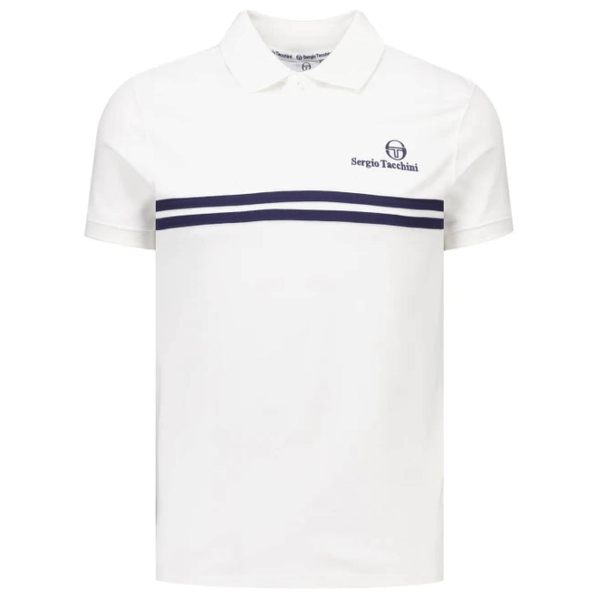 Sergio Tacchini New Supermac Polo Shirt - White/Maritime Blue/Princess Blue
