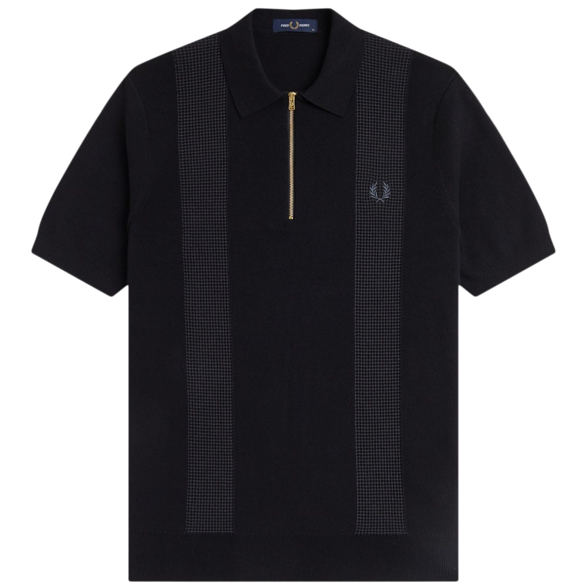 Fred Perry Panel Detail Knitted Shirt - Black